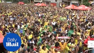 Brazil fans scream with elation after beating Serbia