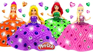 DIY How to Make Play Doh Sparkle Dresses for Disney Princess Dolls