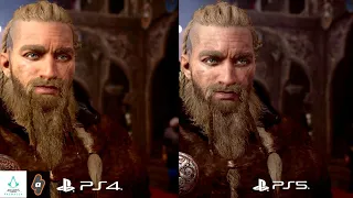 Assassin's Creed Valhalla PS4 vs PS5 Cutscene Side by Side Graphics Comparison