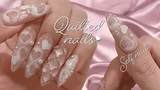 Quilted nails using cat's eye gel / Self nail / nail art / ASMR