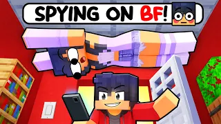 SPYING on my BOYFRIEND in Minecraft!