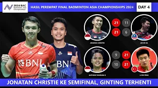 Hasil Perempat Final Badminton Asia Championships 2024. Jonatan Christie Ke Semifinal, Ginting Kalah