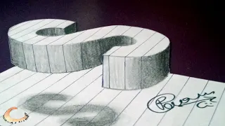 3D trick art on line paper | Floating Letter S | rAmArts | 3D Drawing