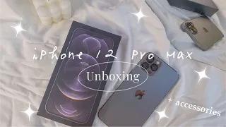 🍎 iphone 12 pro max graphite 256gb unboxing 📦 + accessories ♡ (✧aesthetic✧)