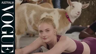 Game of Thrones star Sophie Turner tries Goat Yoga for the first time | Fitness | Vogue Australia