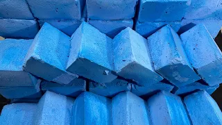 40+ Blue Blocks Homemade |  Crumble and Water crush | Satisfying 🟦🟦🟦