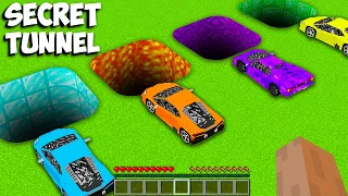 What will HAPPEN TO SUPER CARS IN SECRET TUNNELS in Minecraft ? NEW SECRET PASSAGE !