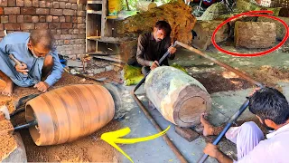 How to Wooden Dhol Making with amazing skills | The laborious process of making a wooden drum