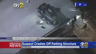 Long, Slow Pursuit Ends With Suspect Vehicle Crashing Off Pomona Parking Structure