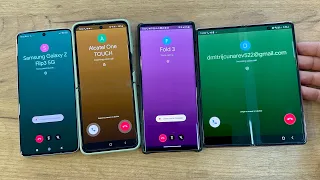 Application Google Meet | Four Phones Incoming Call | Samsung Galaxy Fold 2 vs Samsung Z Flip 3 5G