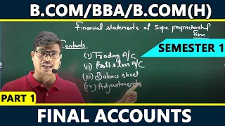 Final Accounts | Part 1. Most Important For B.com/ B.com(H)/ BBA 1st Semester. | Sunil panda sir