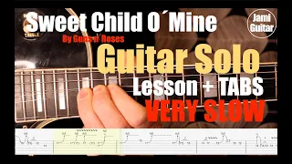 Sweet Child O´Mine - Very SLOW Guitar Solo Lesson Tutorial - Close-up - TABS