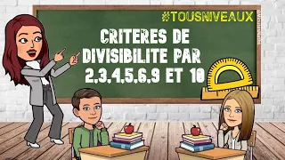 LES CRITÈRES DE DIVISIBILITÉ PAR 2,3,4,5,6,9 ET 10