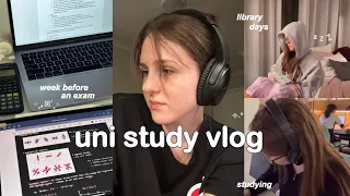 STUDY VLOG 🎧 week before an exam, library studying, going to class & productive days in my life ᯓ★