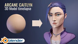 Sculpting Caitlyn Arcane  in Blender 2.93 [Timelapse] Fan Art 3d Model