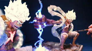 How to make ONE PIECE Luffy Gear 5 Nika holding lightning blot diorama / clay / figure