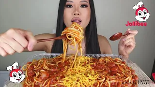 JOLLIBEE SPAGHETTI Mukbang ASMR Eating Sounds #jollibee #spaghetti #pasta