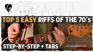 Top 5 Easy & Recognizable Guitar Riffs of the 70s! (with TABs)