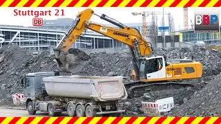 🔥 Liebherr R 956 🔥 & Mercedes-Benz Sattelkipper, Stuttgart 21, PFA 1.3a, 15.12.2021.