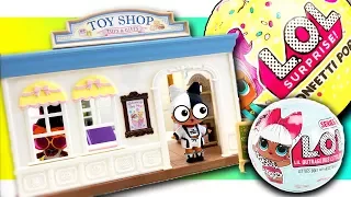 LOL Surprise Dolls Lil Sisters Unboxing with Calico Critters Toy Shop! Featuring Treasure and Foxy!