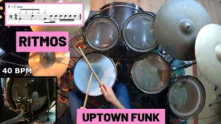 RITMOS de UPTOWN FUNK en BATERÍA - Mark Ronson Ft. Bruno Mars (8 Ritmos Fáciles Para Batería)