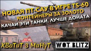 🔴Tanks | WoT Blitz НОВАЯ ПТ-САУ В ИГРЕ TS-60 И КОНТЕЙНЕРЫ ЗА ЗОЛОТО🔥КАЧАЙ ЭТИ ТАНКИ ЛУЧШЕ ДОНАТА⁉️