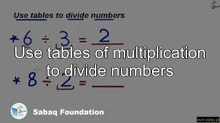 Use tables of multiplication to divide numbers, Math Lecture | Sabaq.pk