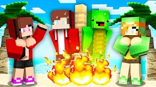 JJ and Mikey Survived on a DESERT ISLAND with CRAZY GIRLS in Minecraft Survival Battle Challenge