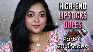 HIGH-END LIPSTICKS DUPES- Part 1|| 20 SHADES|| Mac/Smashbox/Charlotte Tilbury/Huda Beauty/BobbyBrown