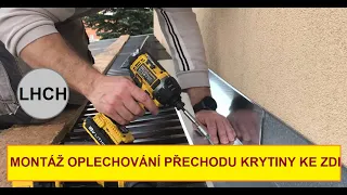 MONTÁŽ OPLECHOVÁNÍ PŘECHODU KRYTINY KE ZDI NA STÁNÍ PRO AUTA Z KVH HRANOLŮ  S KOMENTÁŘEM