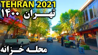 Tehran 2021, Driving Tour in Khazaneh Town, Nowruz 1400 | تهران محله خزانه، نوروز 1400