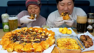 Pizza Hut "Rib Steak Bite Pizza & Beer" - Mukbang eating show