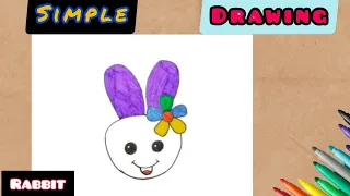 How to draw a bunny with flower || step by step || simple drawing for beginners