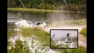 Rally Car Crashes into Lake