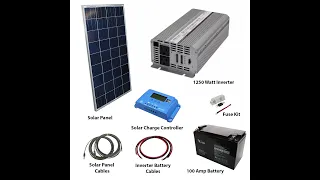 AIMS Offgrid Solar Kit 1250 Watt Power Inverter and 120 Watt Solar Panel