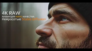 Анимация 4K (RAW) нейросетью Stable Diffusion кино качества. 4K AI Cinematic