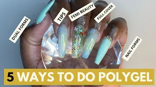 5 DIFFERENT Ways to do Polygel Nails! // Perfect for Beginners // SUPER DETAILED!