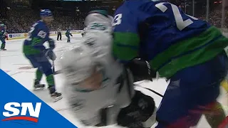 Alexander Edler Sends Kevin Labanc Flying, Cheap Shots Ensue