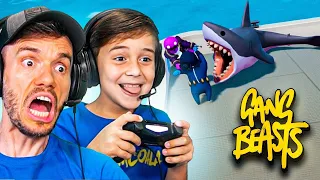 CUIDADO COM O TUBARÃO NO GANG BEASTS DO PLAYSTATION 4 - Família Brancoala Games