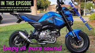 Daytona 212cc 1 ⅜ custom loop exhaust v2 more skookum pure sound! Grom Clone loopy's revenge