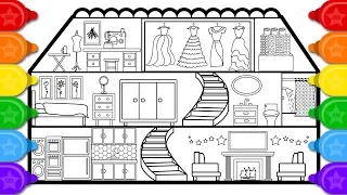 Glitter Fashion House Coloring Page + Drawing for Kids, How to Draw a Glitter Fashion House