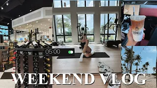 PRODUCTIVE WEEKEND VLOG | 5 am routine, pilates, cook with me, travel recap, beach day, grwm + more!