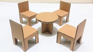 How to Make a Small Chair and Table with Cardboard|cardboard chair and table#cardboardcrafts