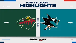 NHL Highlights | Wild vs. Sharks - April 13, 2024