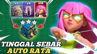 GAK PERLU MIKIR!! BASE APAPUN AUTO RATA!! TH 12 GOLEM SUPER ARCHER BAT SPELL || Clash Of Clans