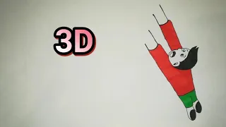 Простой 3D рисунок на бумаге - падающий человек