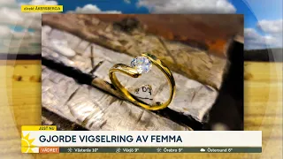 Gjorde vigselring av en femkrona – ”Rotade runt i fickorna” - Nyhetsmorgon (TV4)