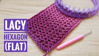 How to Loom Knit the Lacy Hexagon Stitch (in flat panel) [DIY Tutorial]