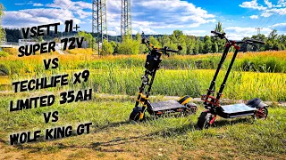 Vsett 11+ Super 72V vs Techlife X9/ZERO 11X Limited edition 35 Ah vs Wolf King GT  - Porovnání | 4K