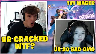 Clix Tries Not to FLIRT with CRACKED GamerGirl in 1v1 WAGER & Gets EMBARRASSED! (Fortnite Moments)